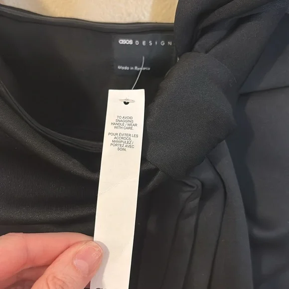 ASOS DESIGN scuba off the shoulder bow detail midi dress in black size 8 - Picture 8 of 13